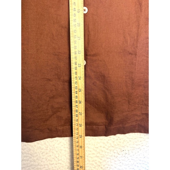 Quince Shirt Mens Medium Brown Linen Camp Button Business Casual Summer - Picture 6 of 7